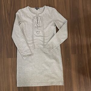 J. Crew Gray Lace-Up Dress